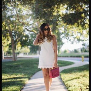 Elegant White NWT Sleeveless Scalloped Dress